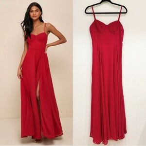 NWOT Lulu's dark Red/light maroon Spaghetti-Strap Maxi Dress
